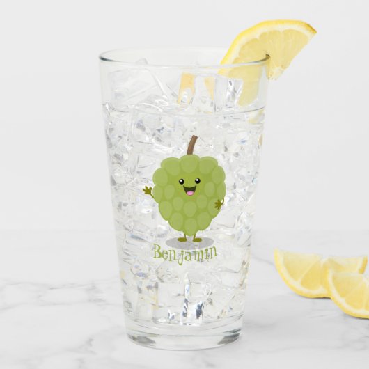 Cute custard apple cherimoya cartoon glas (Achterkant ijs)
