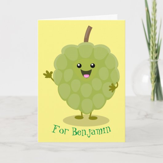 Cute custard apple cherimoya cartoon kaart (Voorkant)