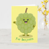 Cute custard apple cherimoya cartoon kaart (Gele Bloem)
