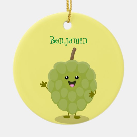 Cute custard apple cherimoya cartoon keramisch ornament (Voorkant)