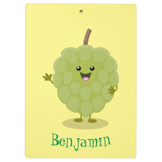 Cute custard apple cherimoya cartoon klembord (Achterkant)
