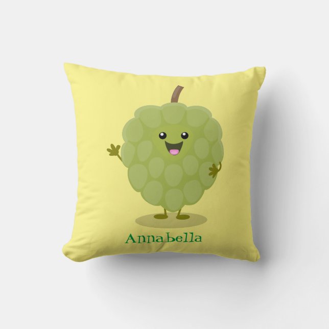 Cute custard apple cherimoya cartoon kussen (Voorkant)