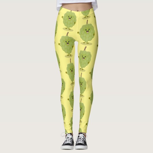 Cute custard apple cherimoya cartoon leggings (Voorkant)