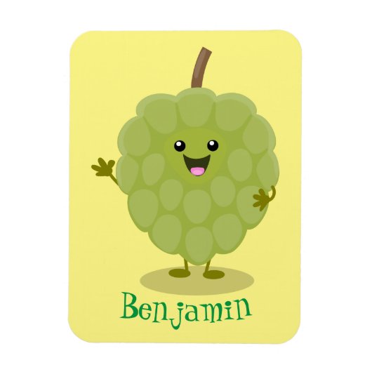 Cute custard apple cherimoya cartoon magneet (Verticaal)