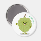 Cute custard apple cherimoya cartoon magneet (Voorkant / Achterkant)