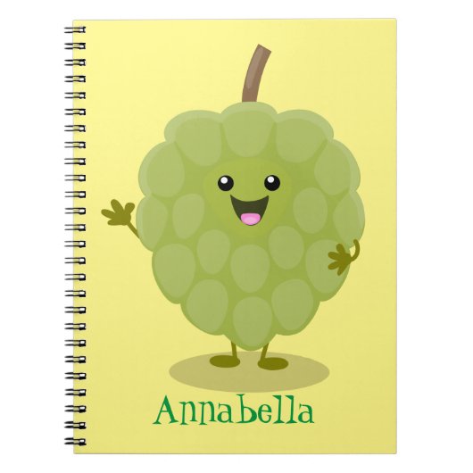 Cute custard apple cherimoya cartoon notitieboek (Voorkant)