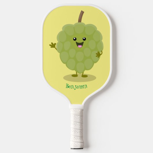 Cute custard apple cherimoya cartoon pickleball paddle (Voorkant)