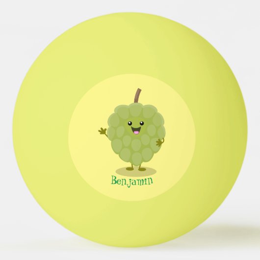 Cute custard apple cherimoya cartoon pingpongbal (Achterkant)