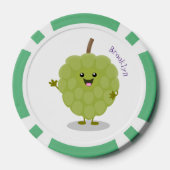 Cute custard apple cherimoya cartoon poker chips (Achterkant)