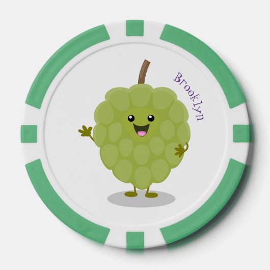 Cute custard apple cherimoya cartoon poker chips (Voorkant)