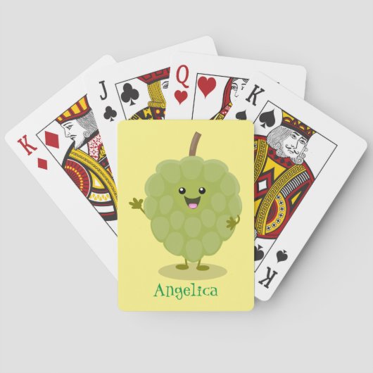 Cute custard apple cherimoya cartoon pokerkaarten (Achterkant)