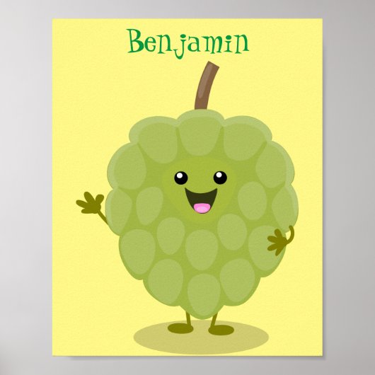 Cute custard apple cherimoya cartoon poster (Voorkant)