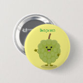 Cute custard apple cherimoya cartoon ronde button 5,7 cm (Voorkant /achterkant)