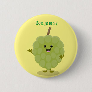 Cute custard apple cherimoya cartoon ronde button 5,7 cm