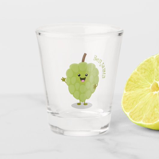 Cute custard apple cherimoya cartoon shot glas (Voorkant)