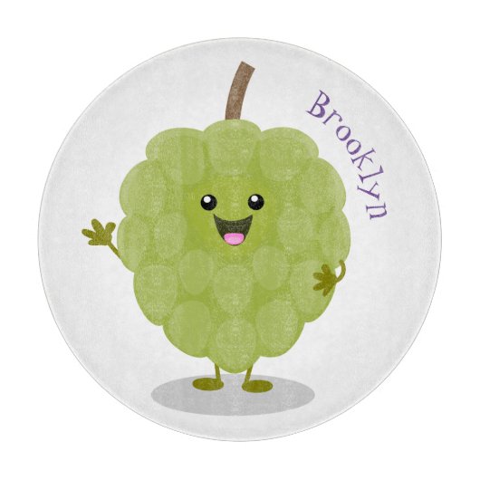 Cute custard apple cherimoya cartoon snijplank (Voorkant)
