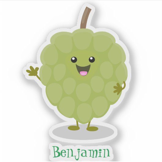 Cute custard apple cherimoya cartoon sticker (Voorkant)