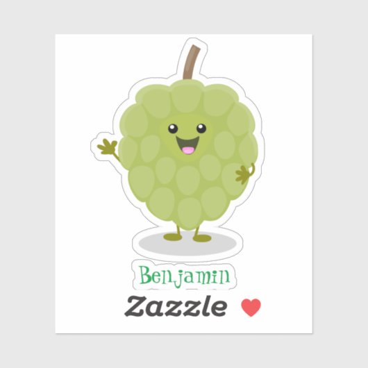 Cute custard apple cherimoya cartoon sticker (Vel)