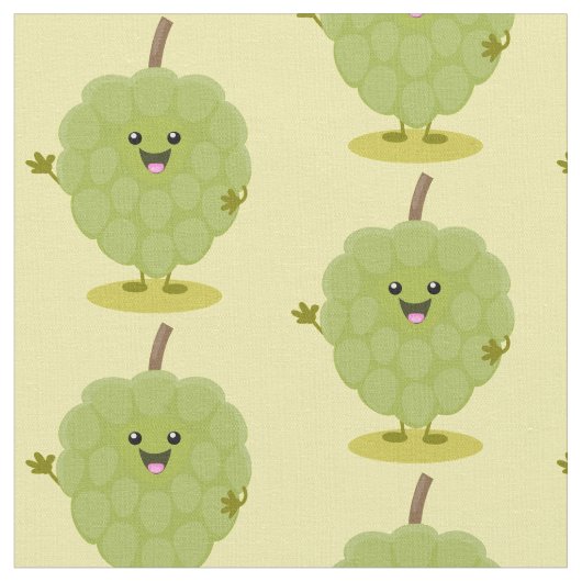 Cute custard apple cherimoya cartoon stof (Close Up)