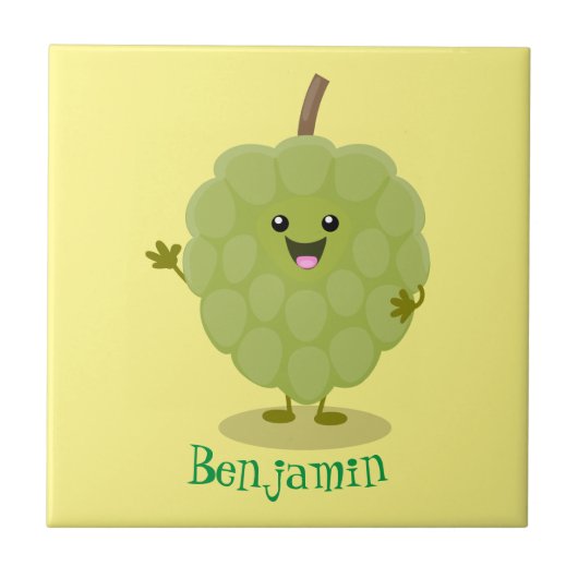 Cute custard apple cherimoya cartoon tegeltje (Voorkant)