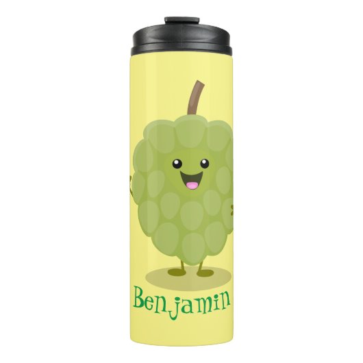 Cute custard apple cherimoya cartoon thermosbeker (Voorkant)