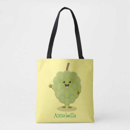 Cute custard apple cherimoya cartoon tote bag (Voorkant)