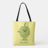 Cute custard apple cherimoya cartoon tote bag (Achterkant)