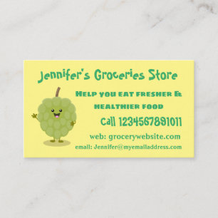 Cute custard apple cherimoya cartoon visitekaartje