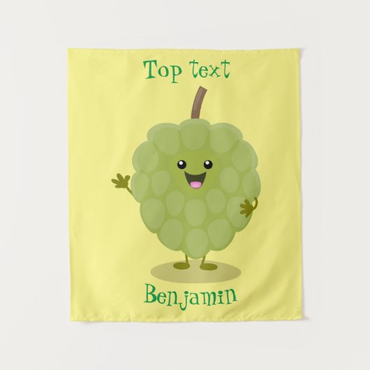 Cute custard apple cherimoya cartoon wandkleed (Voorkant)