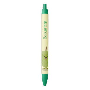 Cute custard apple cherimoya cartoon zwarte inkt pen