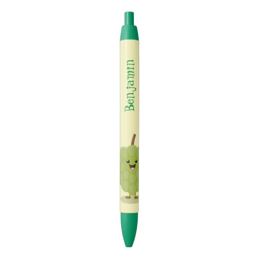 Cute custard apple cherimoya cartoon zwarte inkt pen (Voorkant Verticaal)