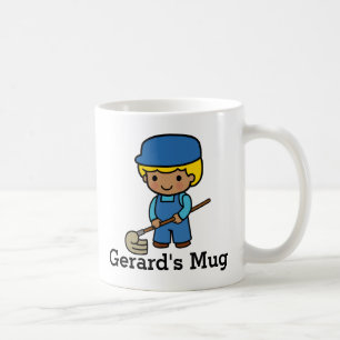 Cute Custodian met Mop Koffiemok