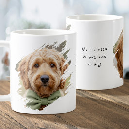 Cute Custom 2 Photo Paint Brushstroke I Love Dogs Koffiemok