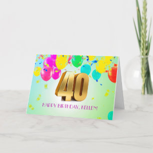 Cute, Custom 40th Birthday Kaart