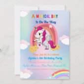 Cute custom 5th Unicorn Birthday Party Invit in Kaart (Voorkant)