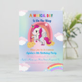 Cute custom 5th Unicorn Birthday Party Invit in Kaart (Staand voorkant)