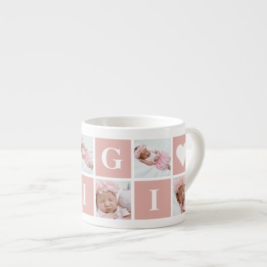 Cute Custom 6 Photo Collage Grandmoeder Gigi Espresso Kop (Voorkant rechts)