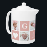 Cute Custom 6 Photo Collage Grandmoeder Gigi Theepot<br><div class="desc">Creëer een mooi fotocadeau voor je grootmoeder. Pas deze theepot eenvoudig aan met je afbeeldingen. U kunt onze sjabloon eenvoudig aanpassen om een unieke gave voor andere familieleden of vrienden te creëer.</div>