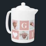 Cute Custom 6 Photo Collage Grandmoeder Gigi Theepot<br><div class="desc">Creëer een mooi fotocadeau voor je grootmoeder. Pas deze theepot eenvoudig aan met je afbeeldingen. U kunt onze sjabloon eenvoudig aanpassen om een unieke gave voor andere familieleden of vrienden te creëer.</div>