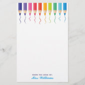 Cute Custom Art Teacher Rainbow Artistic Briefpapier (Voorkant)