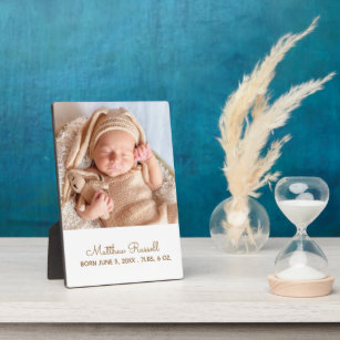 Cute Custom Baby Photo Birth Stats Fotoplaat