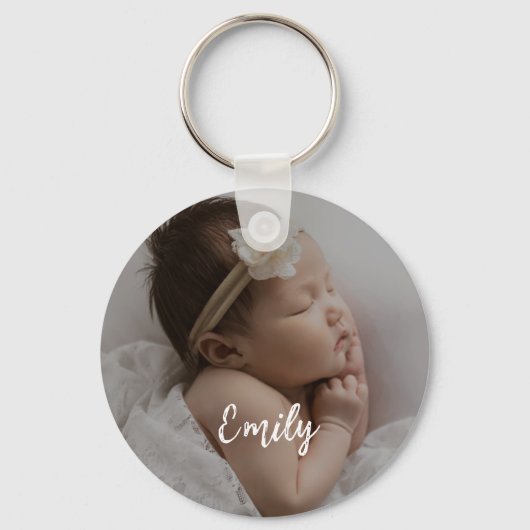 Cute Custom Baby Photo  Name Keychain (Voorkant)