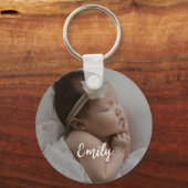 Cute Custom Baby Photo  Name Keychain (Voorkant)
