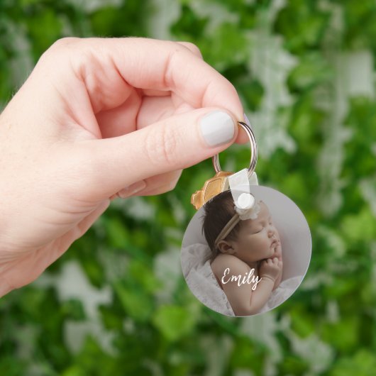 Cute Custom Baby Photo  Name Keychain (Hand)