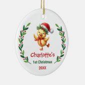 Cute Custom Baby's First Christmas Festive Duck Keramisch Ornament (Rechts)