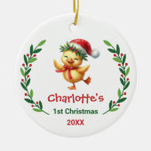 Cute Custom Baby's First Christmas Festive Duck Keramisch Ornament (Voorkant)