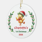 Cute Custom Baby's First Christmas Festive Duck Keramisch Ornament (Links)