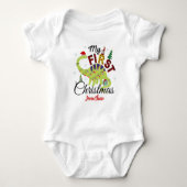 Cute Custom Baby's First Kerstmis Gnome Dinosaur Romper (Voorkant)