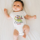 Cute Custom Baby's First Kerstmis Gnome Dinosaur Romper