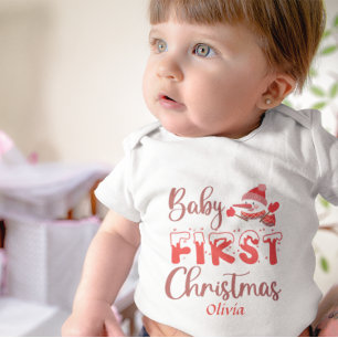 Cute Custom Baby's First Kerstsnowman Sneeuwon Romper
